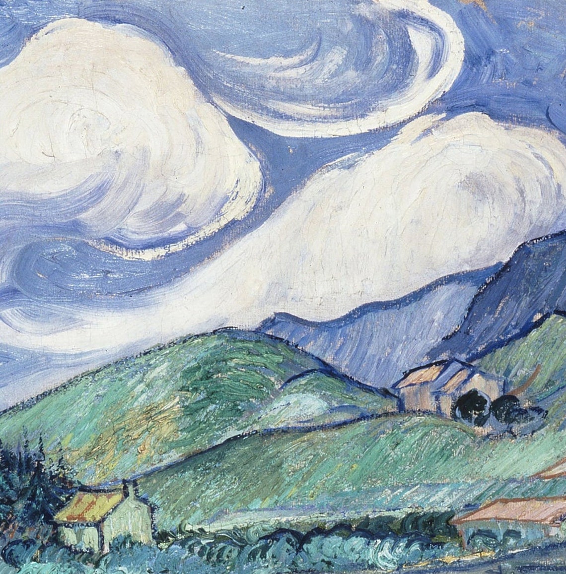Vincent Van Gogh Saint Remy Wheat Field Landscape Textured Print - Image 3