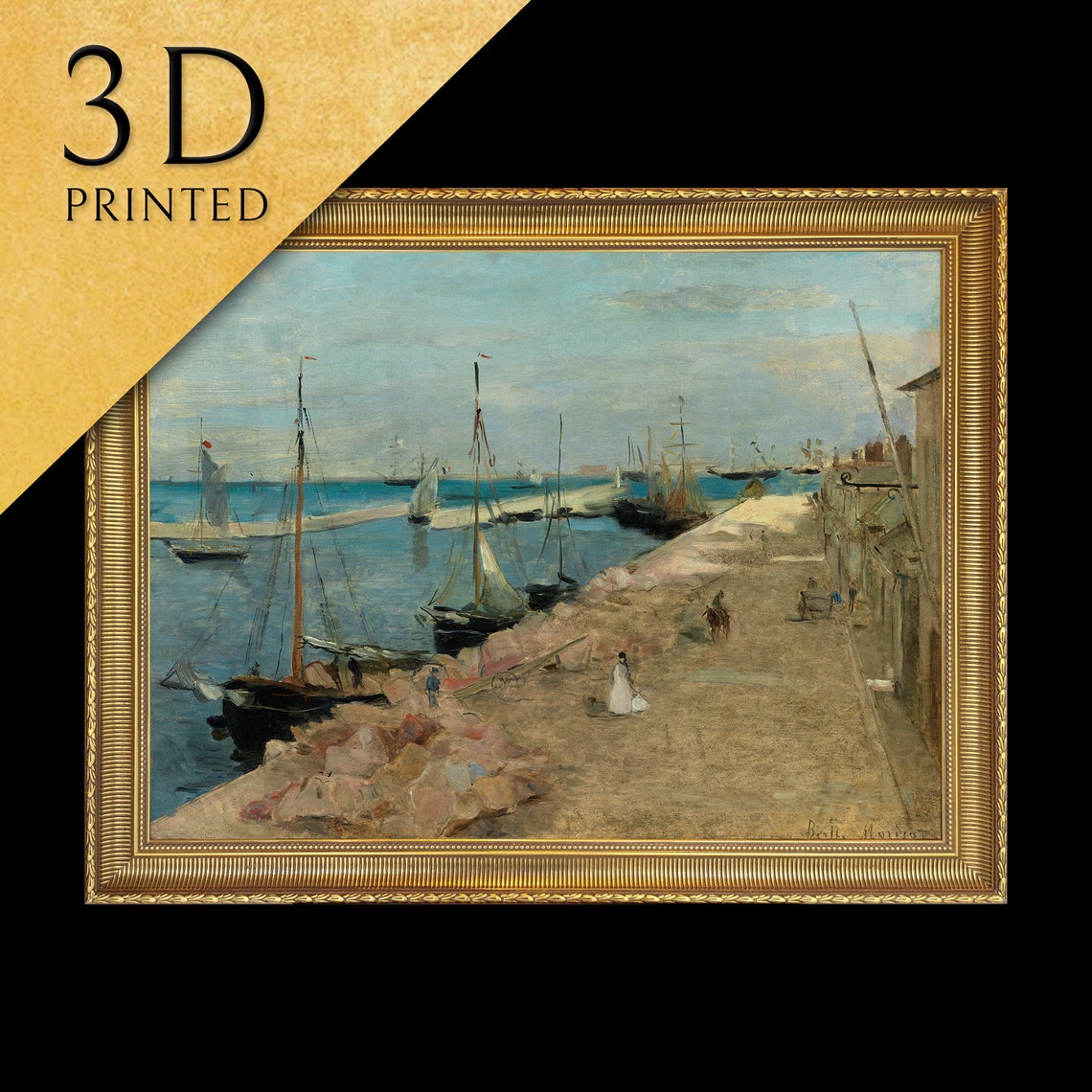 Berthe Morisot The Harbor at Lorient Sailboats and Quay Scene Poster