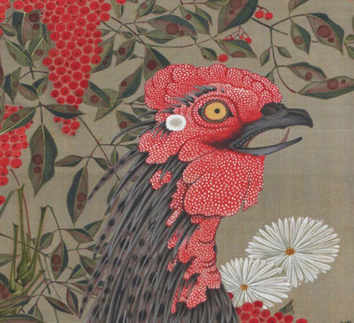 Ito Jakuchu Black Rooster And Nandina Japanese Bird Art Poster - Image 3