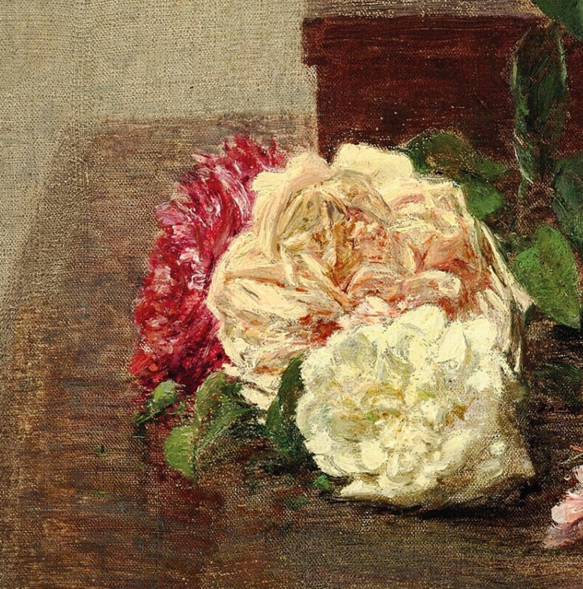 Henri Fantin Latour Basket Of Roses Pink Blooms Still Life Poster - Image 3