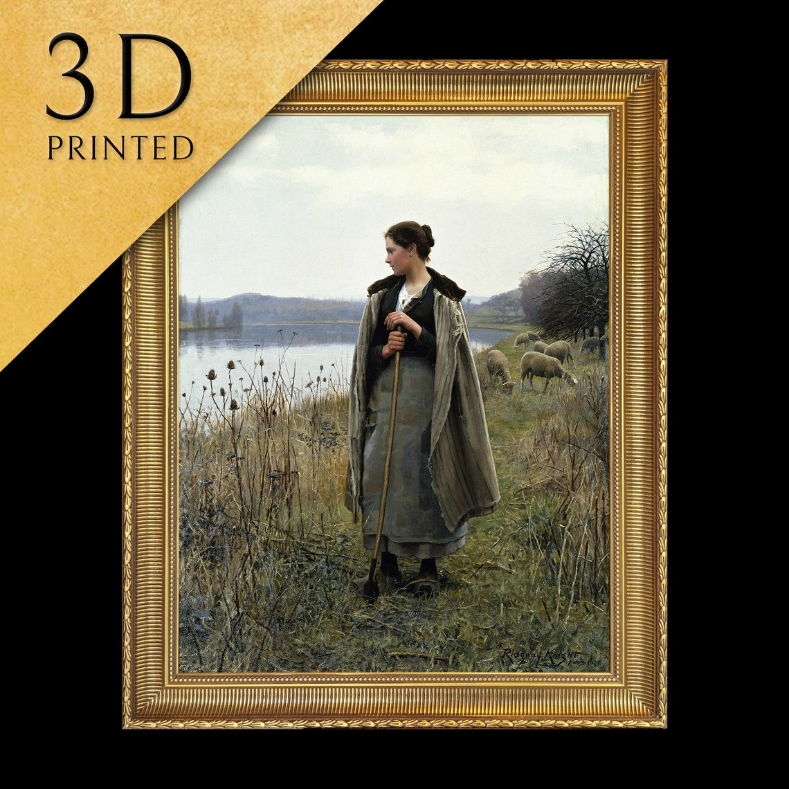 Daniel Ridgway Knight Shepherdess Of Rolleboise Sheep Pasture Wall Art