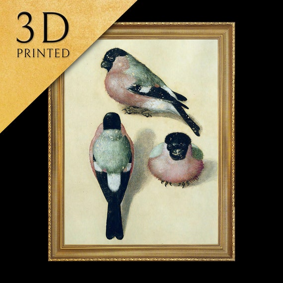 Three Studies Of A Tree Bullfinch By Albrecht Drer 3d Printed With Texture And Brush Strokes Looks Like Original Oil Painting