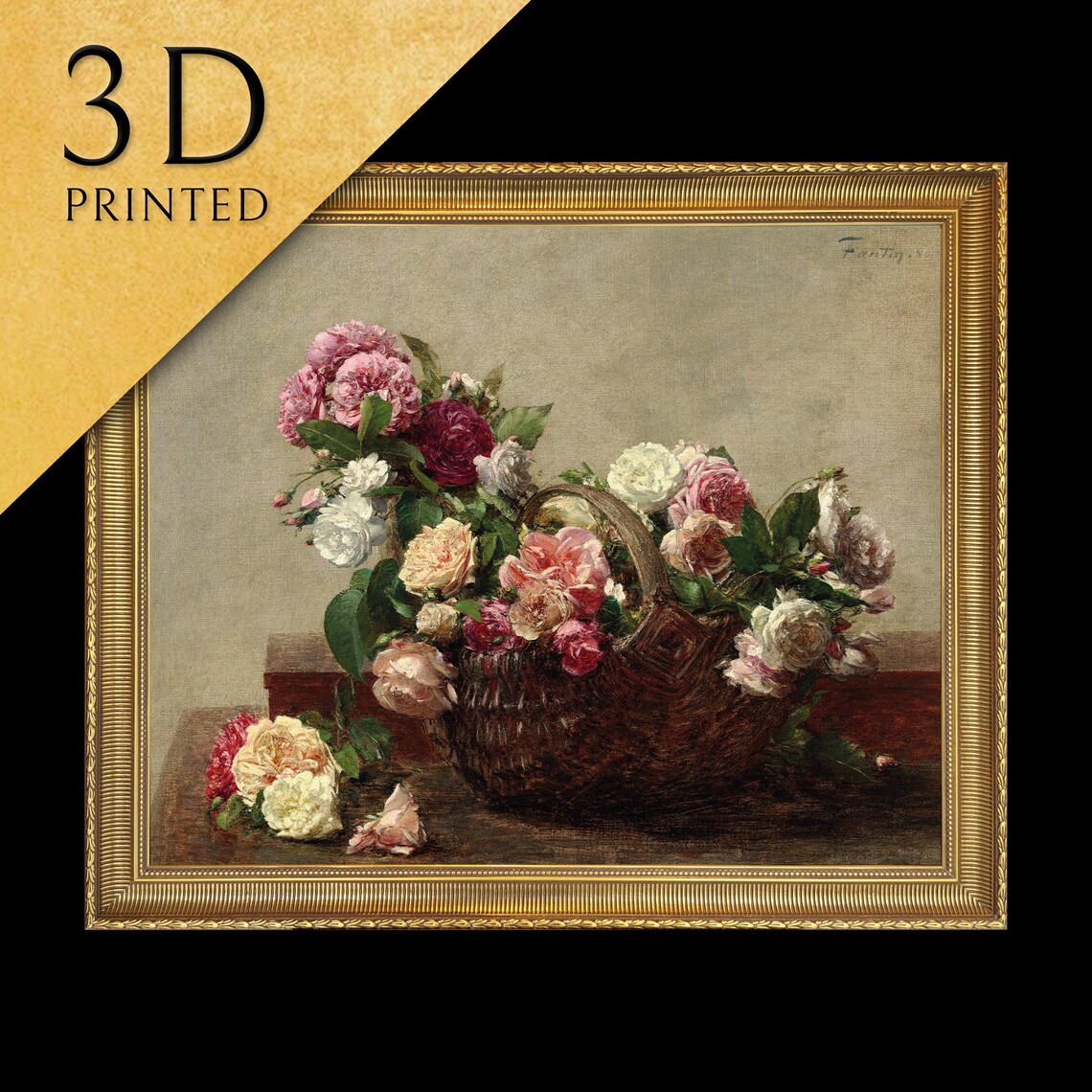 Henri Fantin Latour Basket Of Roses Pink Blooms Still Life Poster
