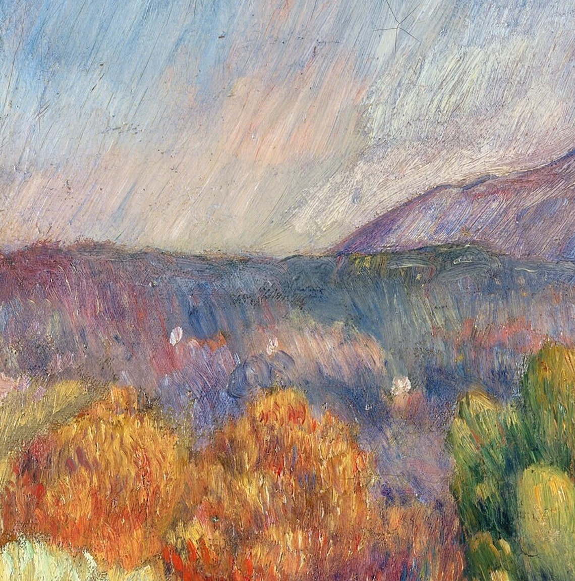 Pierre Auguste Renoir Mont Sainte Victoire Olive Grove Textured Poster - Image 2