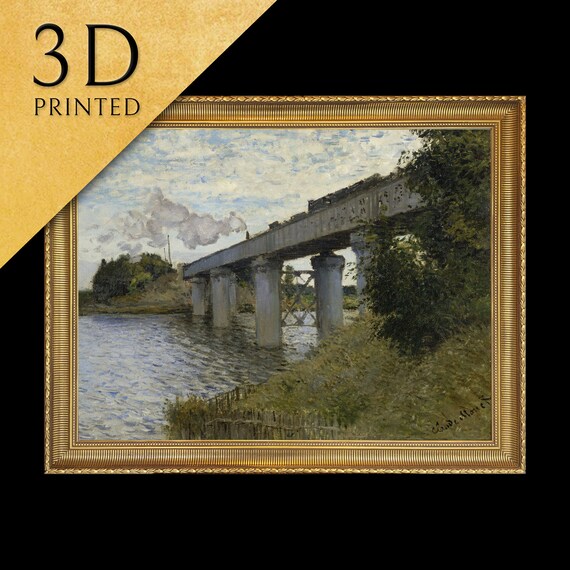 The Railroad Bridge In Argenteuil By Claude Monet 3d Printed With Texture And Brush Strokes Looks Like Original Oil Painting