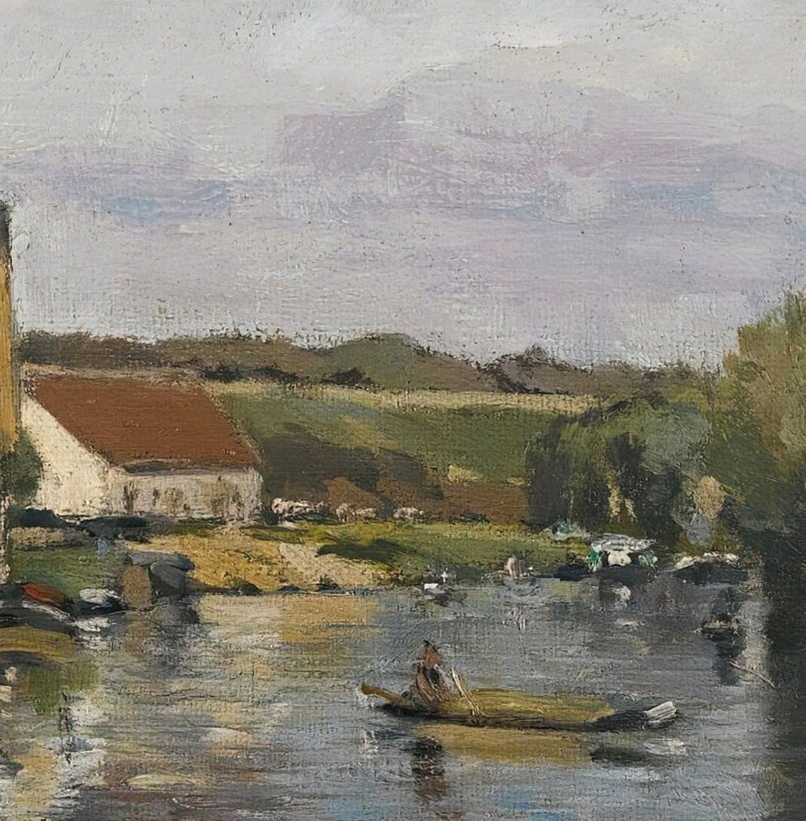 Camille Pissarro La Seine Port Marly River Boats Textured Print - Image 3