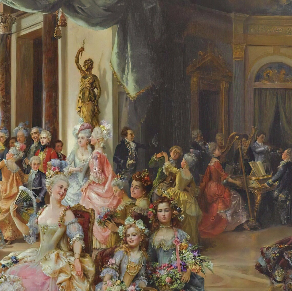 Grand 18th Century Ballroom With Dancers in Costume Art Poster - Image 3