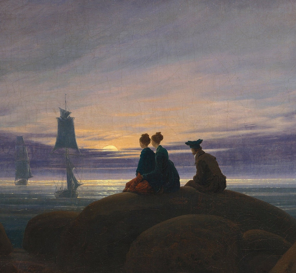 Caspar Friedrich Moonrise Over the Sea With Tall Ships Art Poster - Image 3