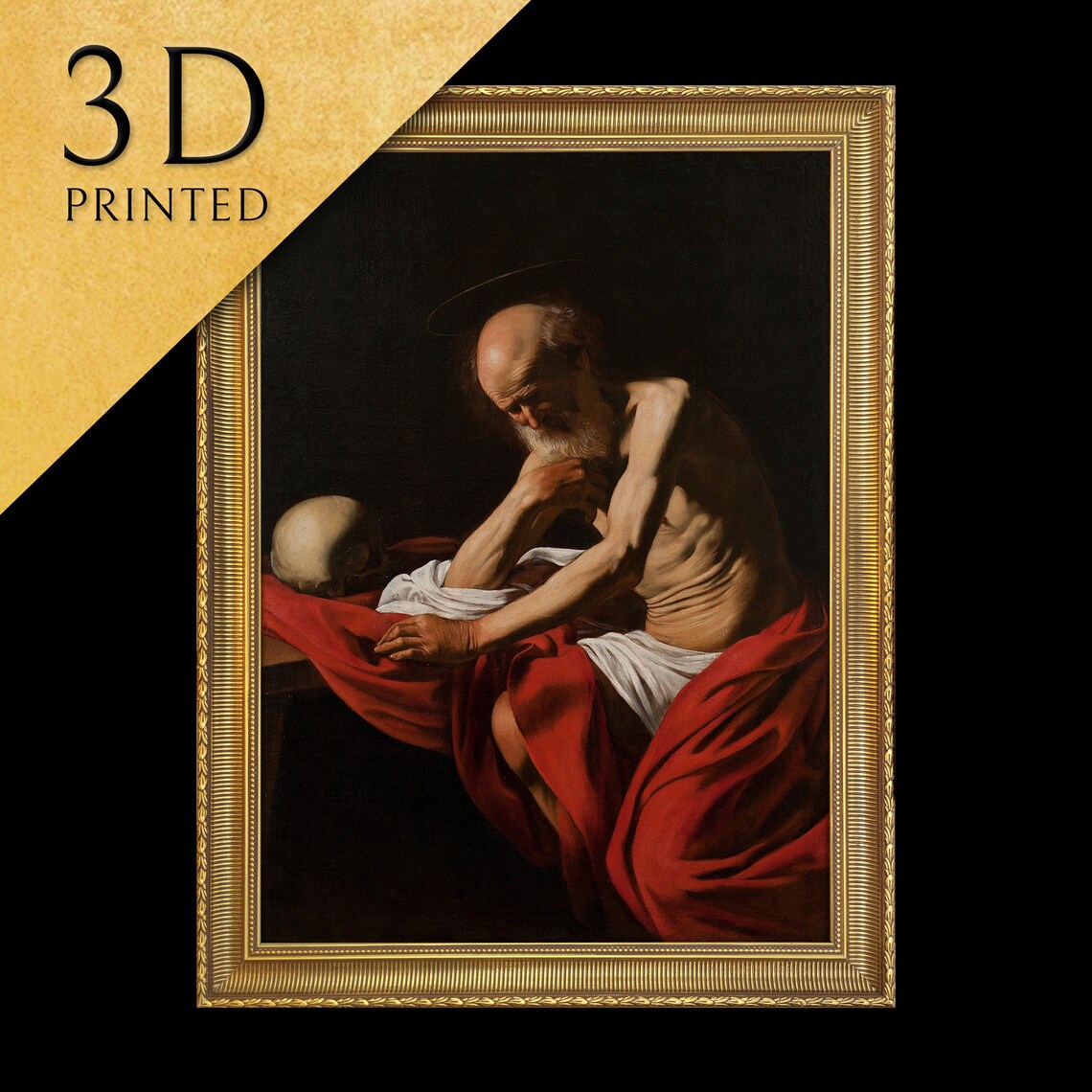 St Jerome Meditating by Caravaggio Art Print