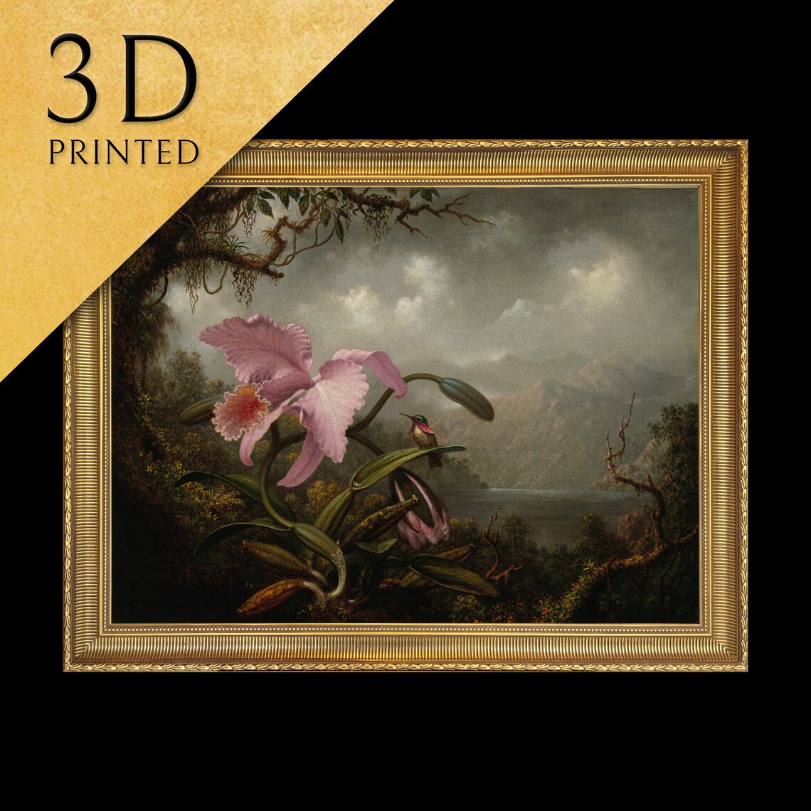 Orchid and Hummingbird by Martin Johnson Heade, Art Print