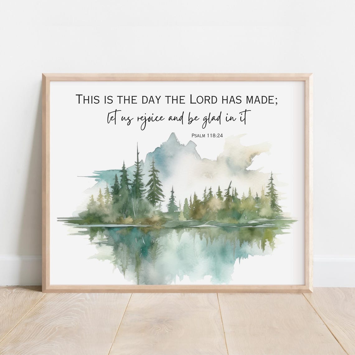 Psalm 11824 Watercolor Mountain Lake Scripture Verse Art Poster