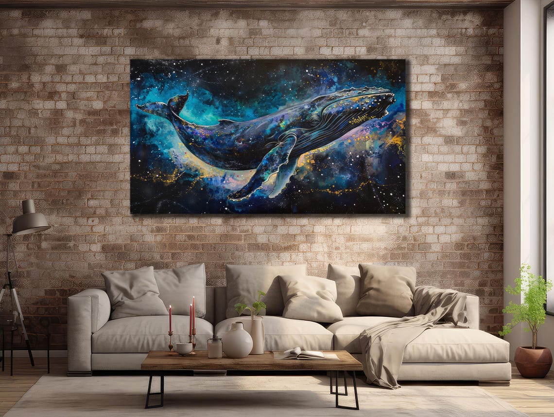 Humpback Whale Cosmic Galaxy Starry Nebula Swimming Whale Poster - Image 3