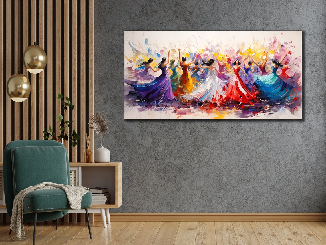 Colorful Dancing Girls Modern Home Wall Decor Art Print - Image 2
