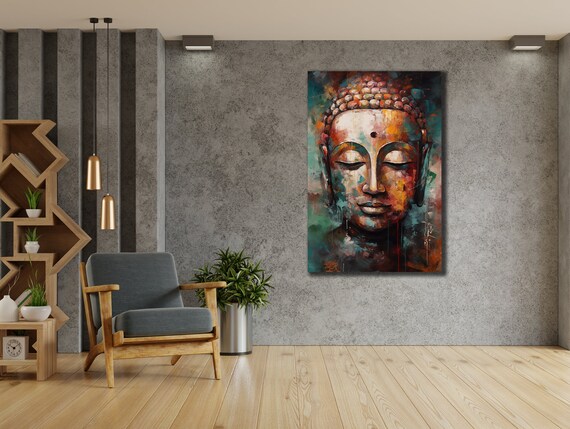 Colorful Buddha Face Abstract Spiritual Zen Meditation Art Poster