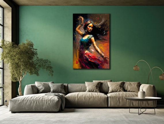 Dancing Woman Art Graffiti Urban Wall Art Dancer Wall Decor Ethnic Dancer Poster Colorful Girl Painting On Decor For Gift