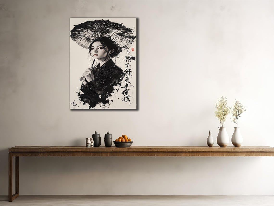Geisha Art Japanese Woman Printings Wall Decor Ethnic Wall Art Geisha Painting On Traditional Poster Japanese Oil Painting - Image 2