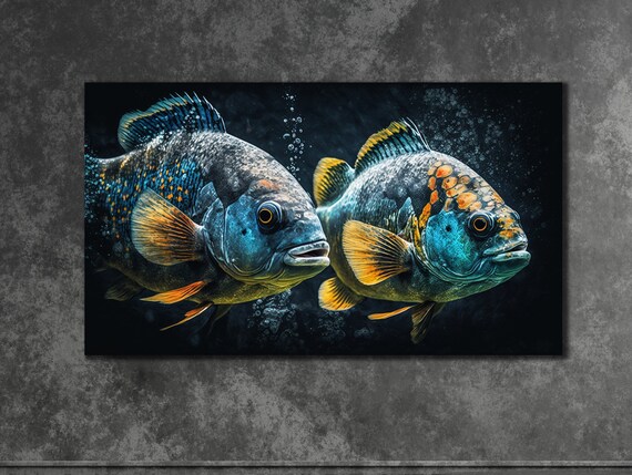 Blue Fish Art Print For Bedroom Decor Fishes Wall Decor Home Gift Room Wall Decor Animal Print On Colorful Painting Art