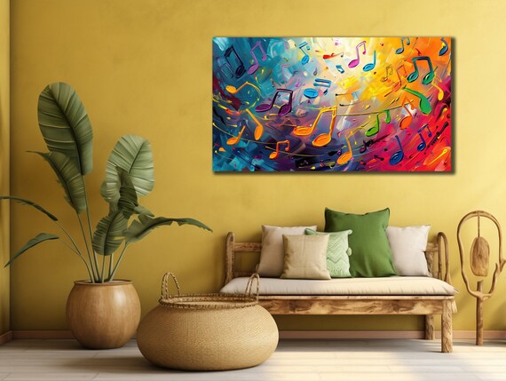 Colorful Musical Notes Abstract Swirl Joyful Melody Music Poster