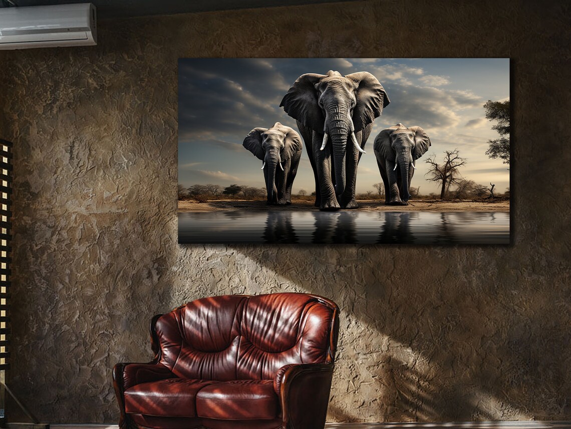 Elephants Family Painting, African Wildlife Art Print - Image 2