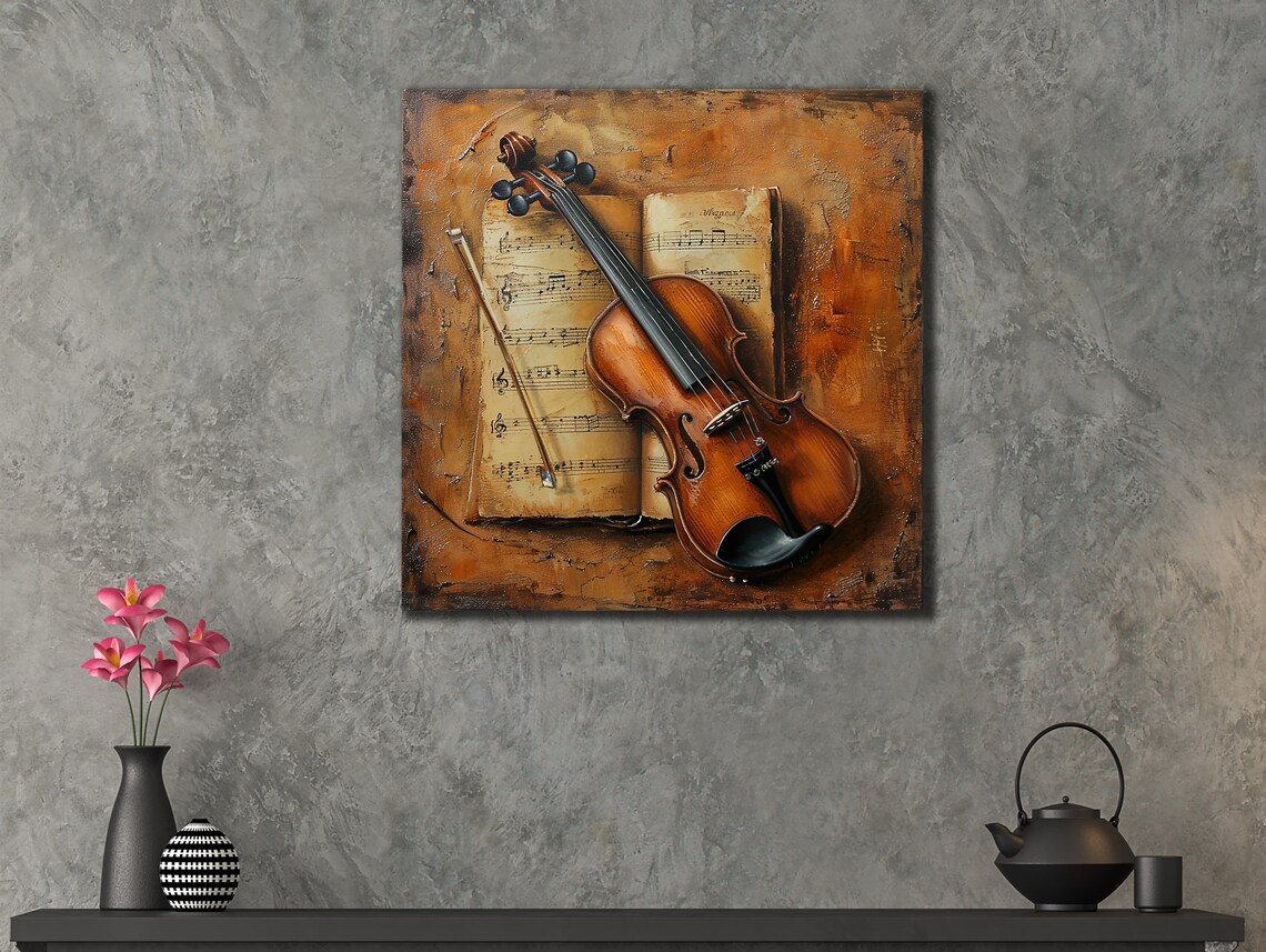 Violin Music Wall Art Print, Colorful Home Decor