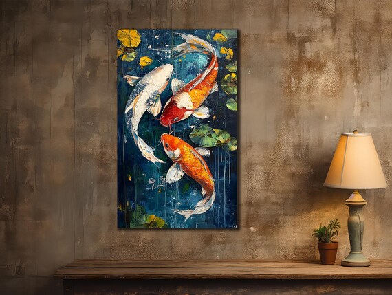 Koi Fish Art Print For Bedroom Decor Colorful Fishes Wall Decor Sea Painting Animal Print On Underwater Life Painting Art