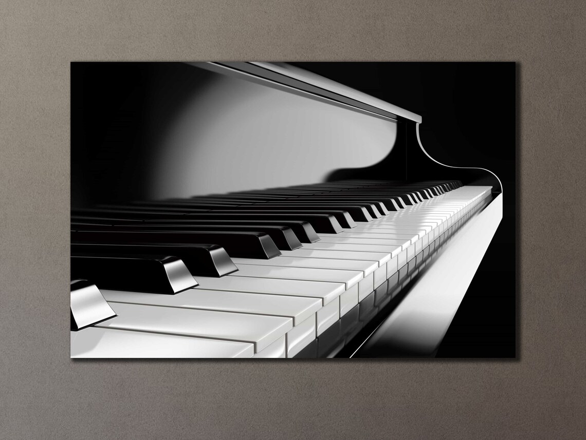 Grand Piano Keys Close Up Black and White Music Piano Art Poster