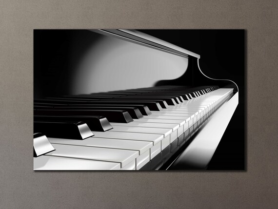 Grand Piano Keys Close Up Black and White Music Piano Art Poster