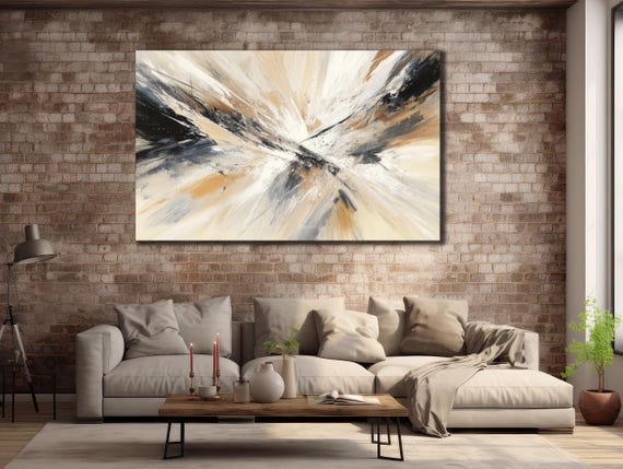 Abstract Black Wall Art Beige And White Wall Decor Restaurant Decor Art Modern Printing On Painting Brown Poster