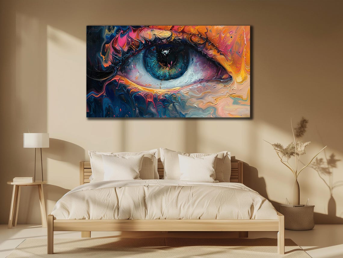 Blue Eye Colorful Fluid Swirls Surreal Abstract Wall Art Print