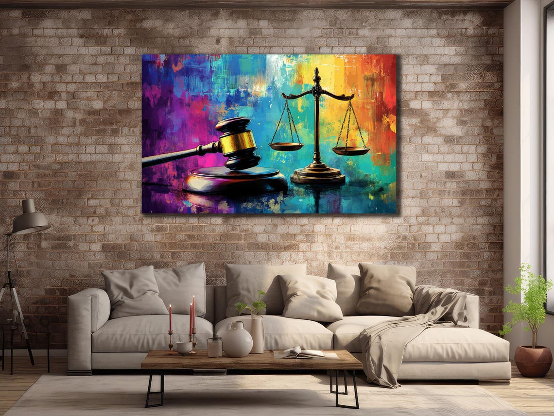Scales Of Justice Art Lawyer Office Wall Decor Print Wall Art Gift For Lawyer Lawyer Gifts Balance Of Justice Painting On - Image 2