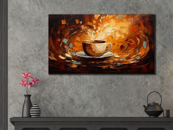 Brown Cup Of Coffee Art Coffee Print Wall Art Gift Print For Coffee Shop Coffee Splash Oil Painting Art Coffee Cup Poster