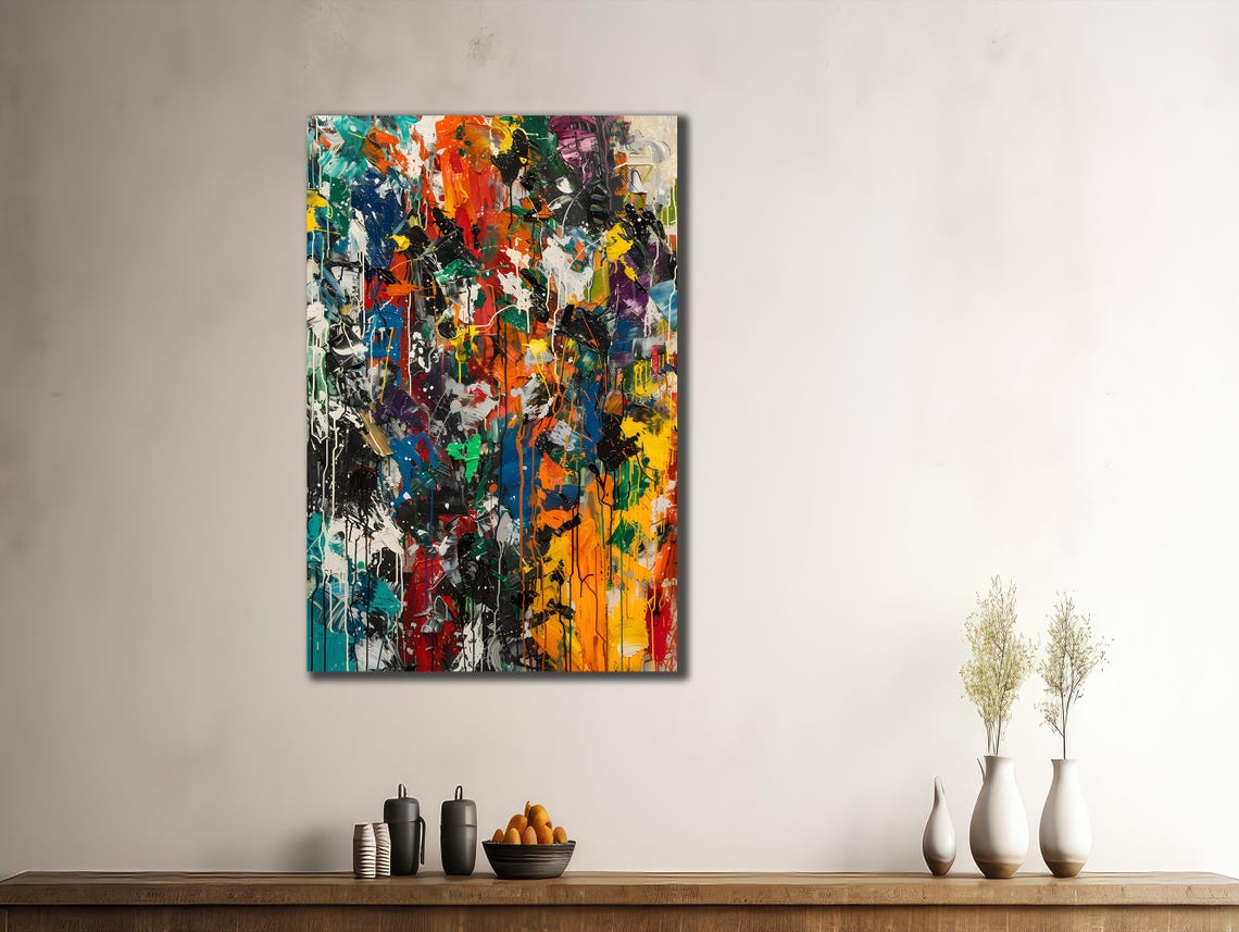 Vibrant Abstract Color Splatter Painting Bold Multicolor Modern Poster - Image 3