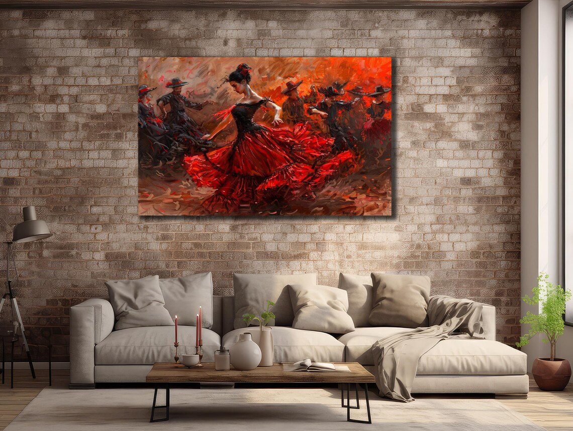 Flamenco Dancer Red Dress Spanish Dance Impressionist Art Wall Poster