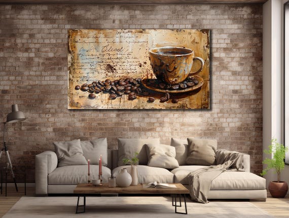 Brown Cup Of Coffee Coffee Print Wall Art Gift Print For Coffee Shop Coffee Splash Painting Art Coffee Cup Poster Art