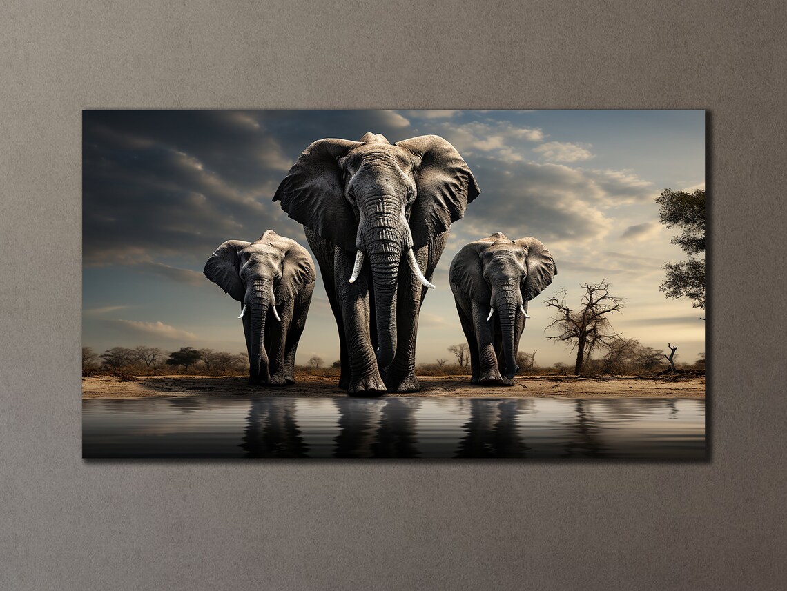 Elephants Family Painting, African Wildlife Art Print