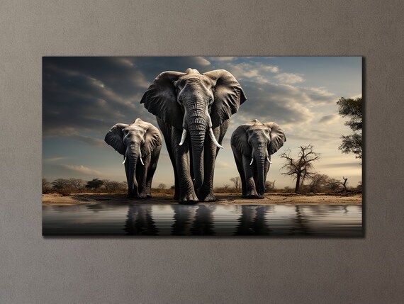 Elephants Family Painting, African Wildlife Art Print