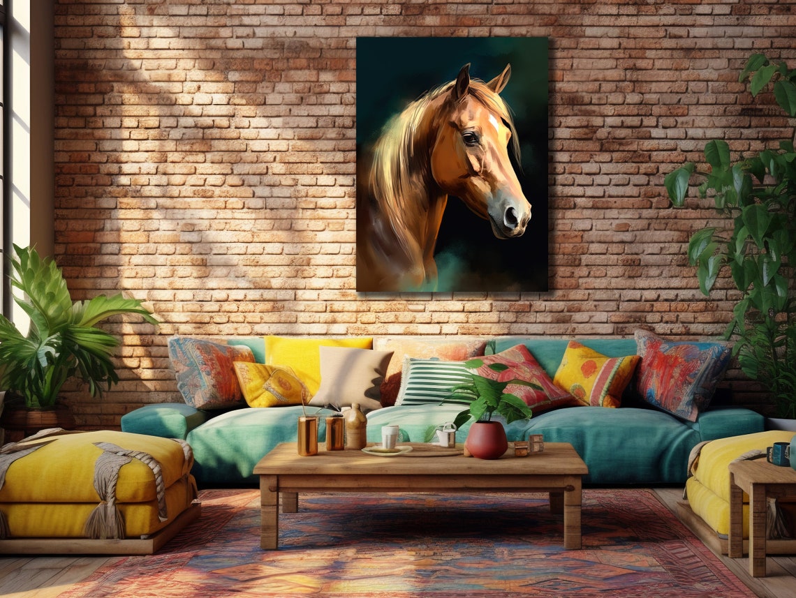 Chestnut Horse Head Portrait On Dark Background Elegant Equine Poster - Image 3