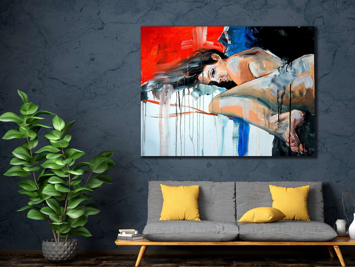 Colorful Nude Woman Art Print, Erotic Bedroom Decor - Image 3