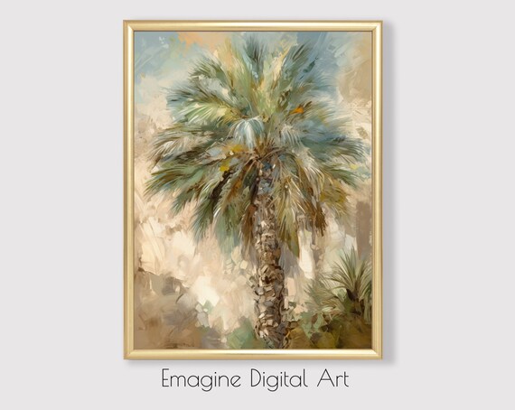 Soft Pastel Palm Tree Impressionist Painting Tropical Beach Poster