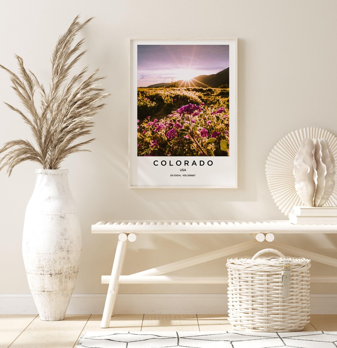 Colorado Wildflower Meadow Mountain Sunrise Scenic Travel Poster - Image 3