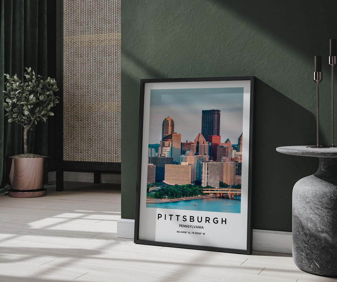Pittsburgh Pennsylvania Skyline Across the River at Dusk Poster - Image 2