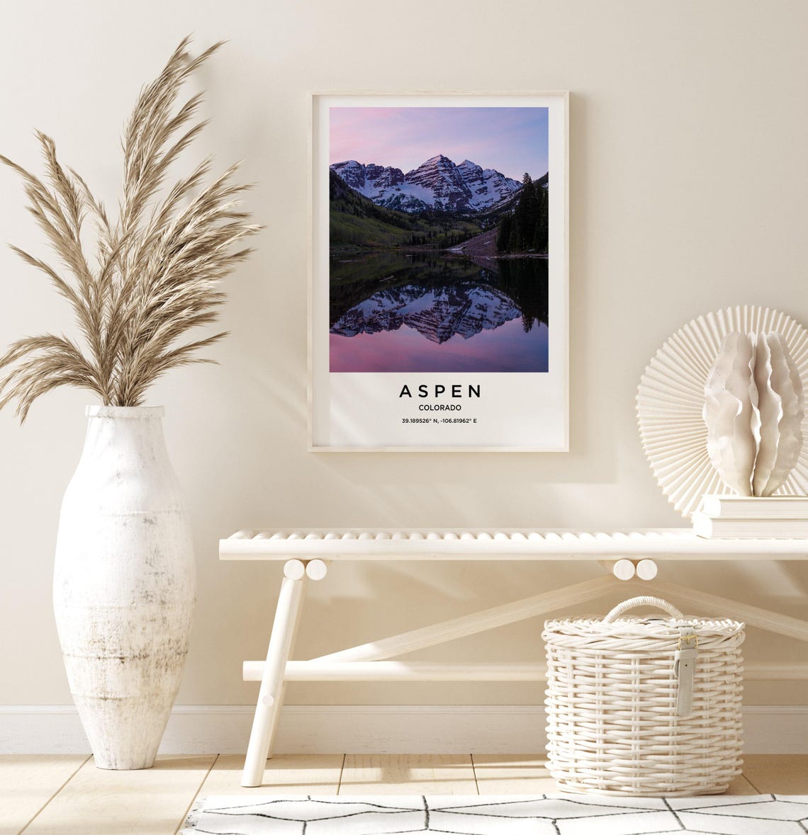 Aspen Colorado Snowy Peaks Reflected in a Still Mountain Lake Poster - Image 3
