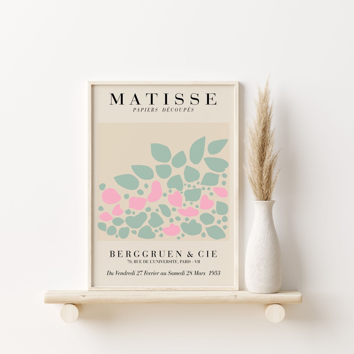Matisse Sage Green Pink Organic Cut Out Shapes Exhibition Poster - Image 3