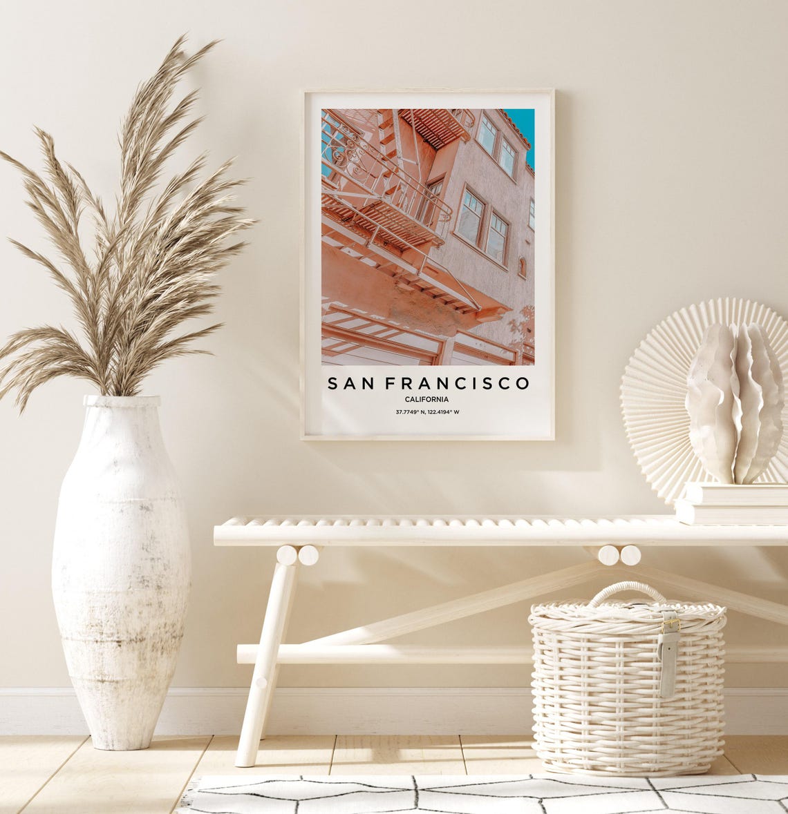 San Francisco California Fire Escape Building Architecture Poster - Image 3