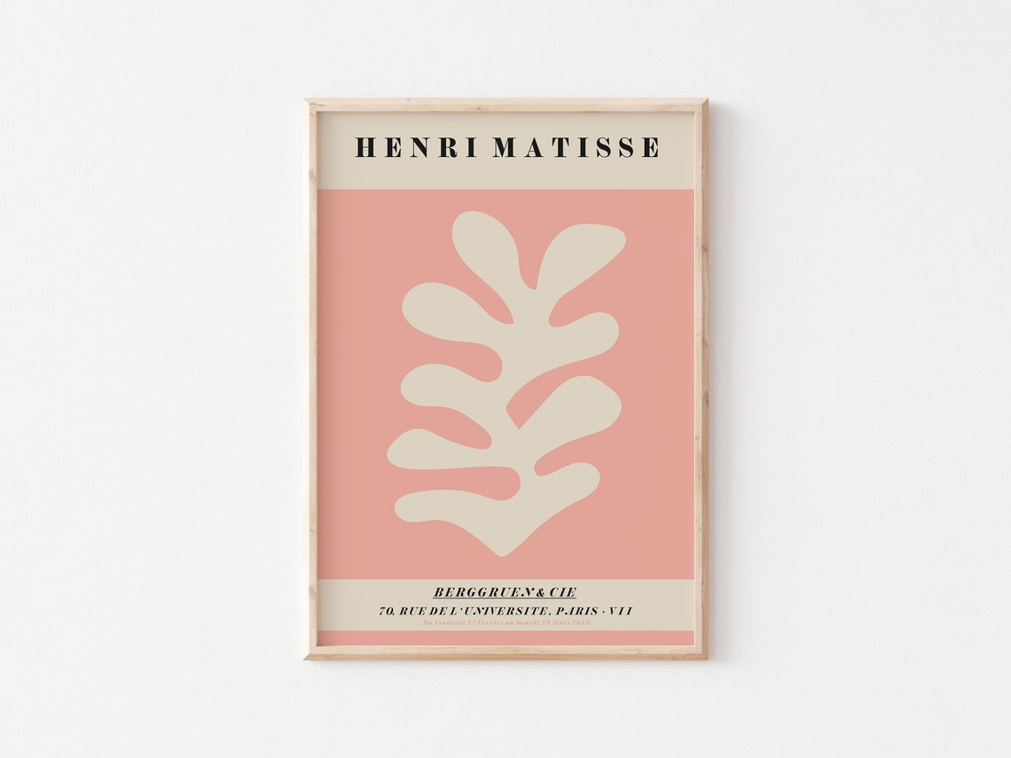 Henri Matisse Berggruen Iconic Coral Cut Out Blush Pink Art Poster - Image 3