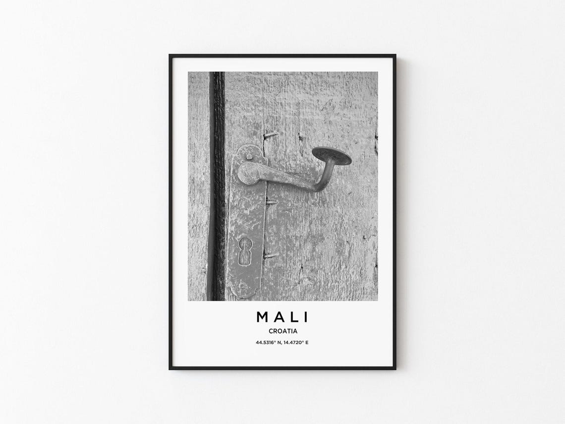 Mali Croatia Vintage Door Handle Black and White Detail Poster