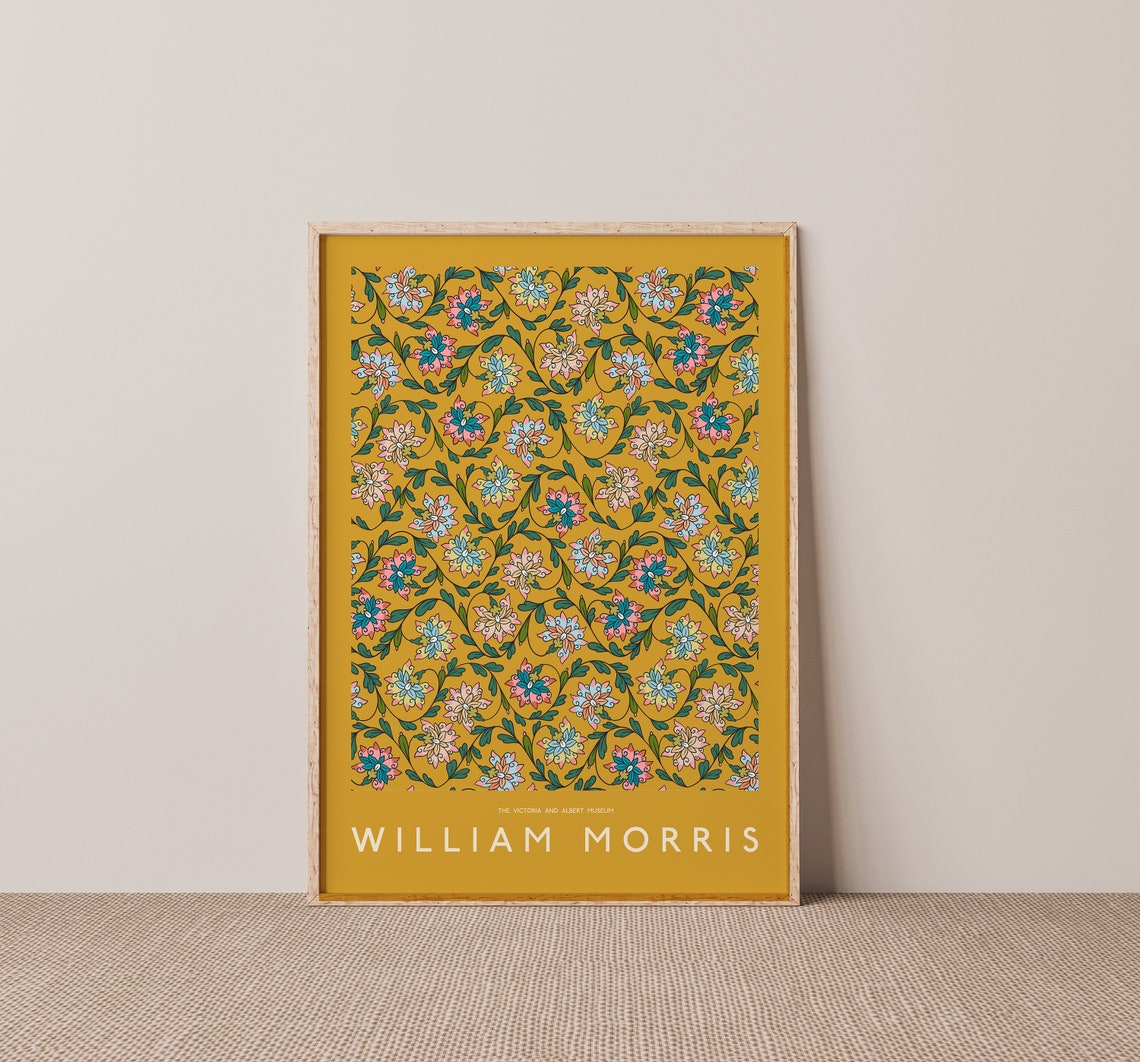 William Morris Mustard Yellow Floral Victoria Albert Museum Poster - Image 2