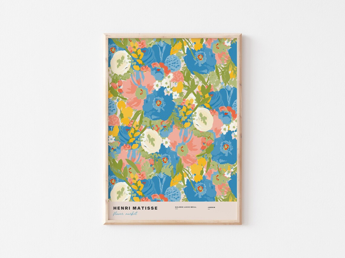 Pretty Pink Blue Flowers Matisse Print Henri Matisse Flower Market Print Flower Market Poster Exhibition Poster Gallery Wall - Image 3