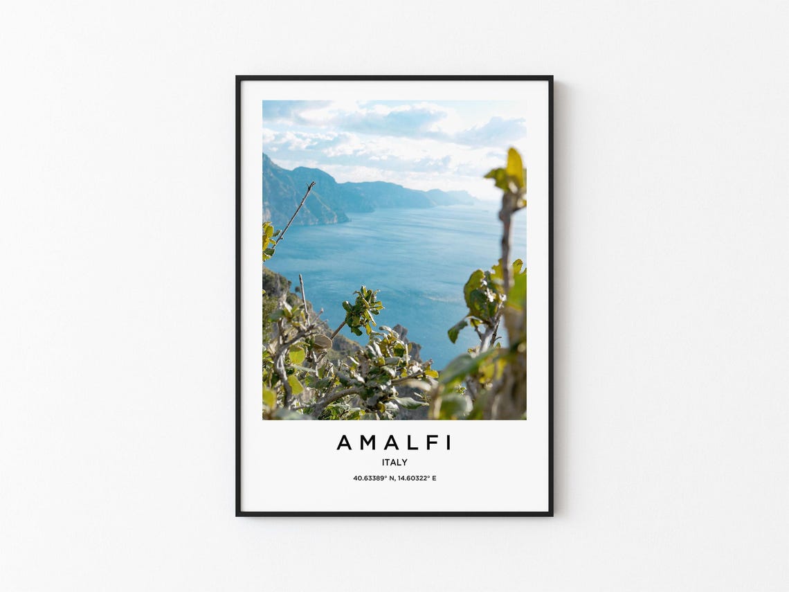 Amalfi Italy Coastal Cliffs Blue Sea View Travel Photography Poster