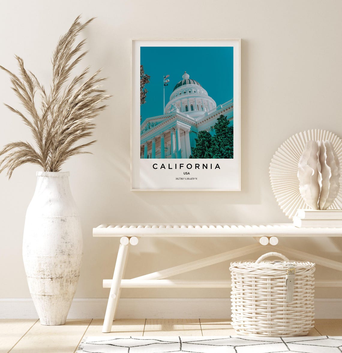 California State Capitol Dome Blue Sky Landmark Travel Poster - Image 3